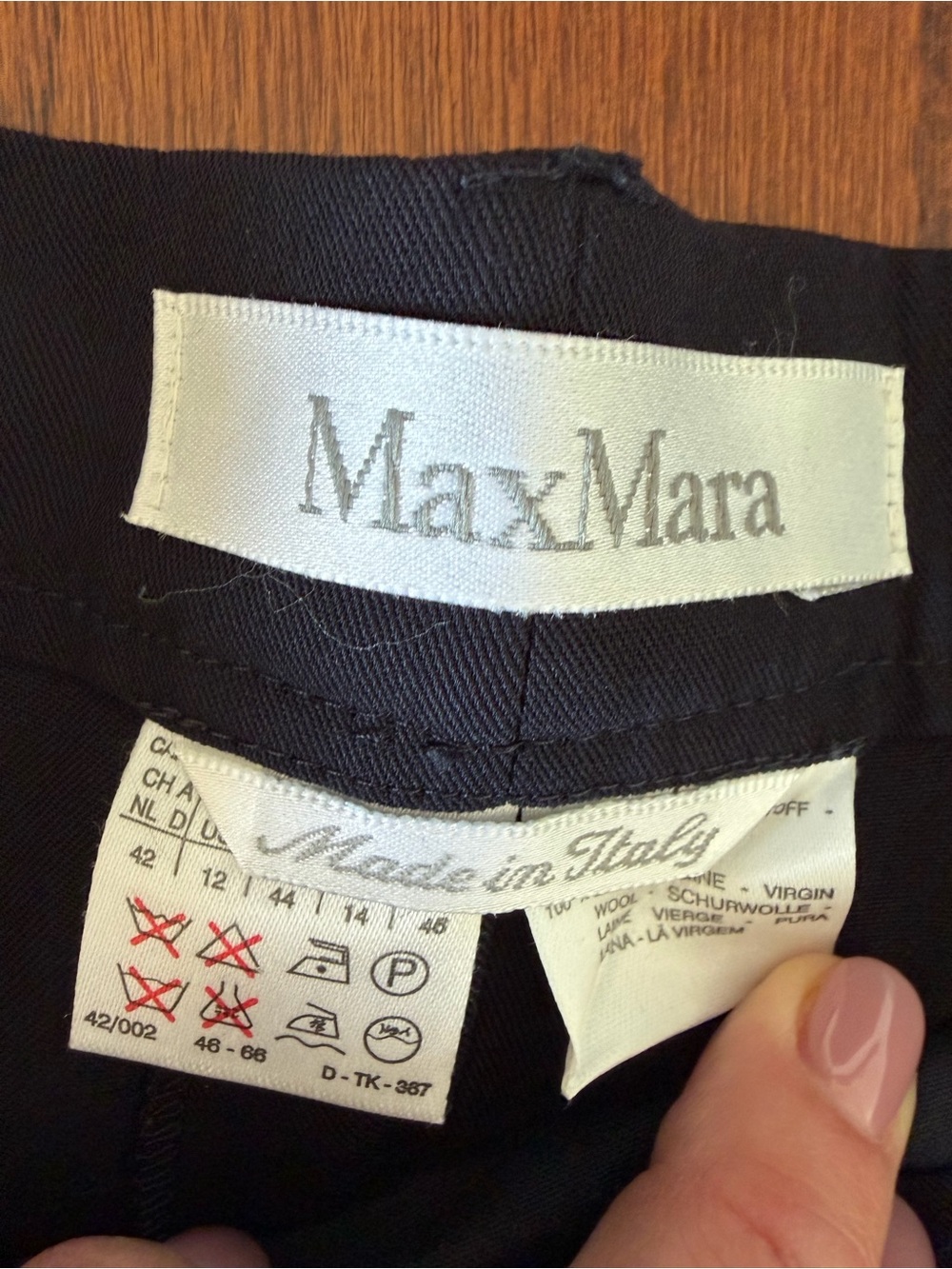 MaxMara Black Wool Pleated Straight Leg Tailored Trousers US 12 - Picture 3 of 6